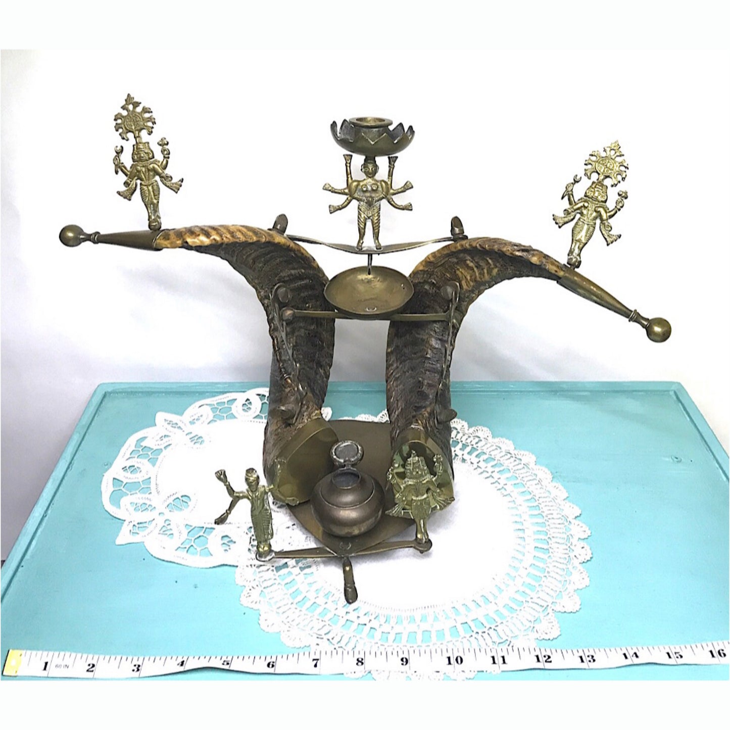 Antique Desk Set, c. 1900, Inkwell, Pen Stand, Ink Pot, Candle Holder, Watch Hook