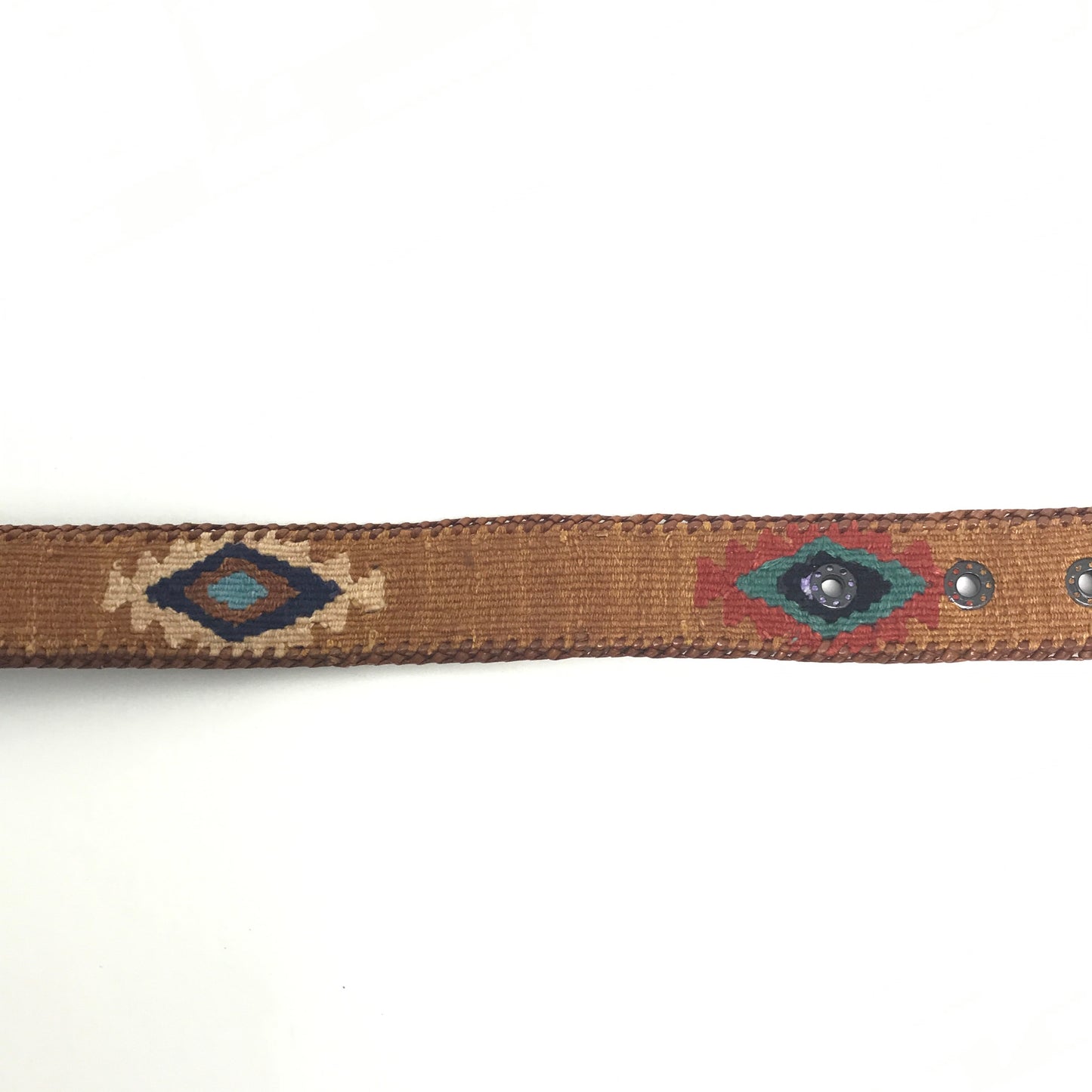 Vintage Woven Leather Belt, Size 36