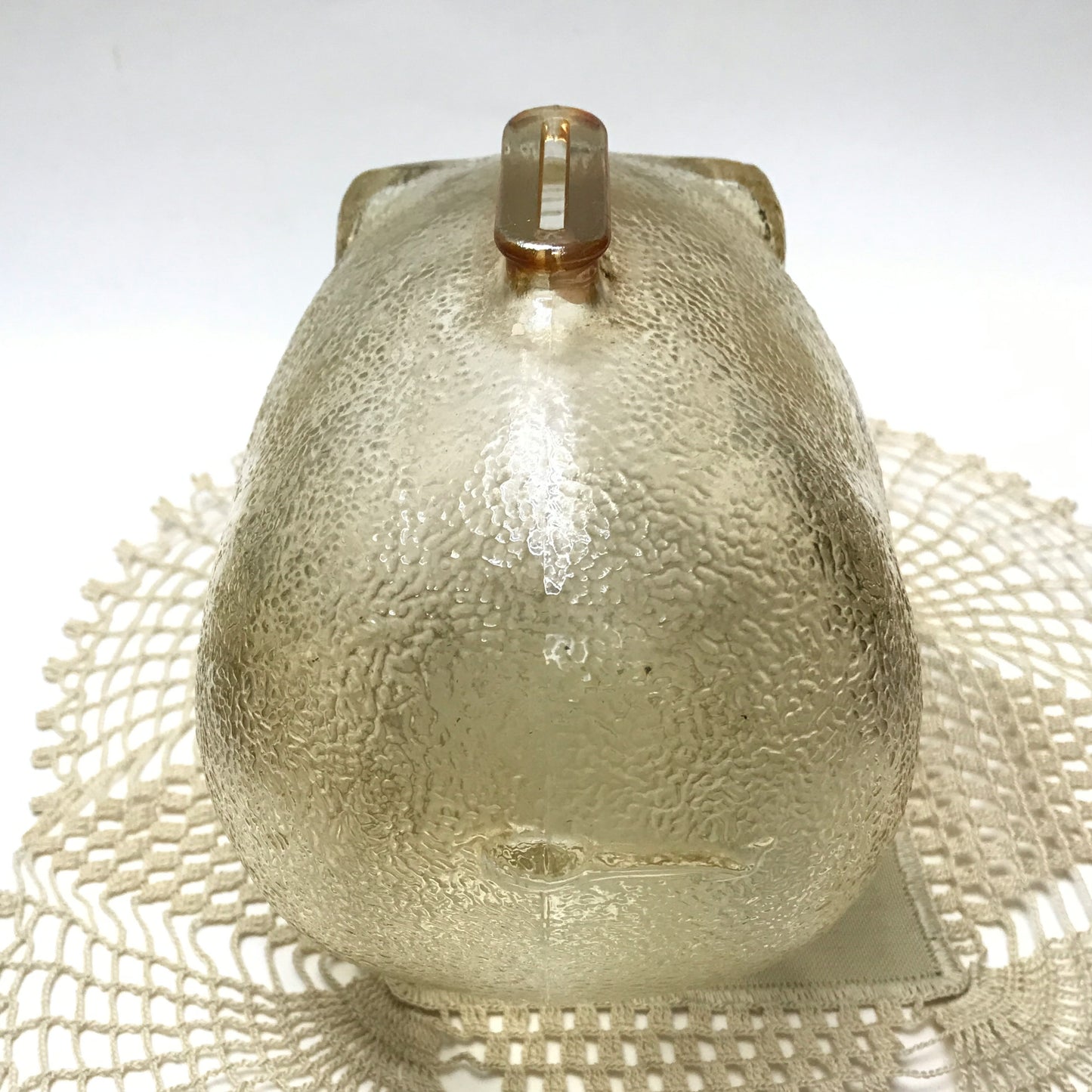 Vintage Anchor Hocking Pale Peach Glass Piggy Bank