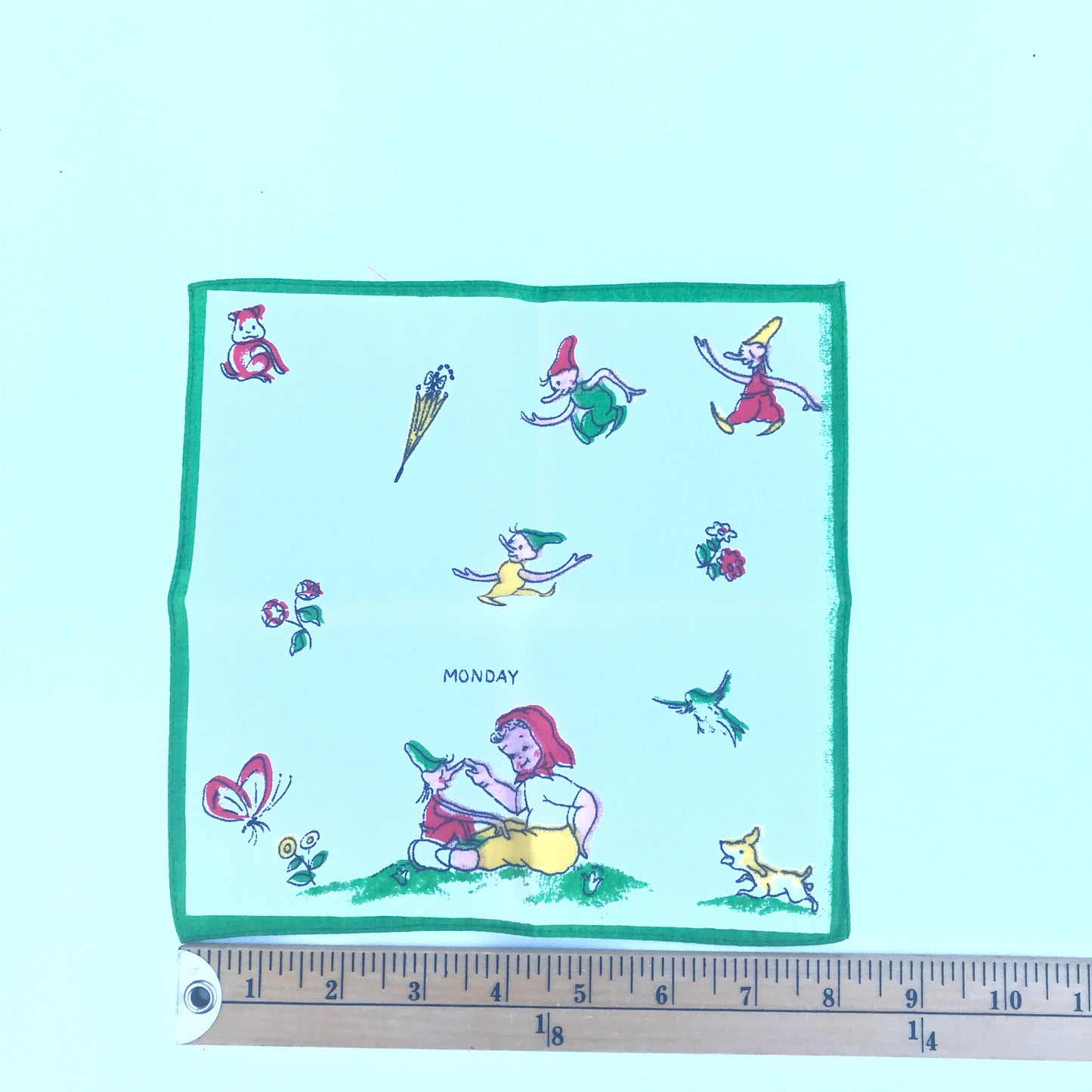 Vintage Children’s Hankies, Days of the Week, Set of 8