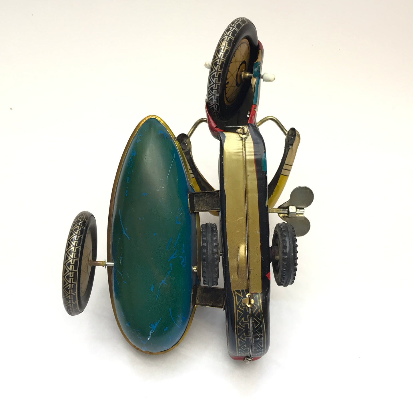 Retro Reproduction Wind Up Motorcycle, Made to Look Distressed