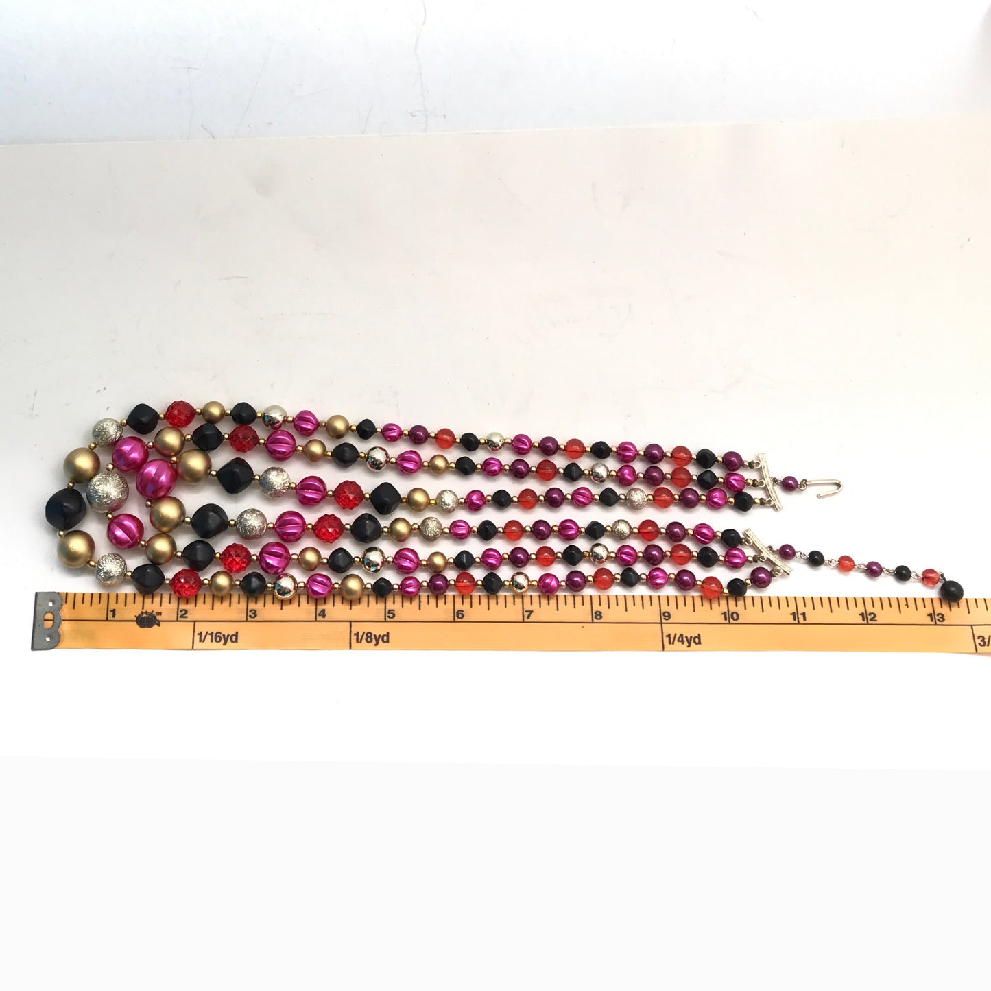 Vintage Fuchsia Beaded Necklace with Matching Clip Earrings, Costume Jewellery, Dress up Jewellery