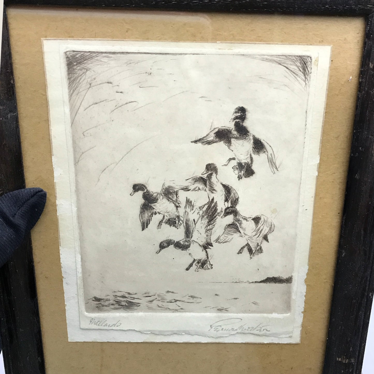 Pair of Signed and Titled Framed Ink Etchings of Ducks and Geese