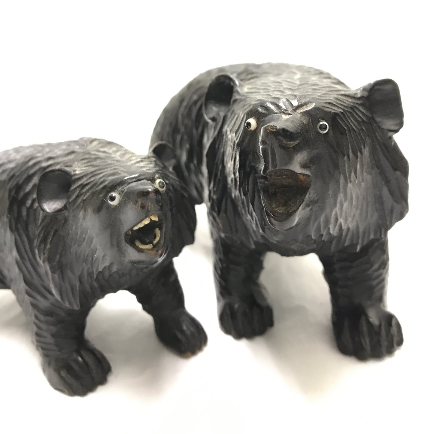 Pair of Ainu Hand Carved Bear Figurines