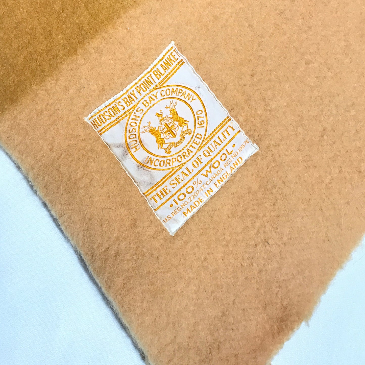 Vintage Peach Hudson Bay Company 4-Point Wool Blanket,