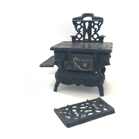 Vintage Crescent Cast Iron Miniature Stove, Salesman’s Sampler, Toy Kitchen Cook Stove, MISSING COMPONENTS