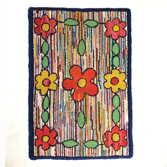 Flower Power Rag Rug, Floor Decor