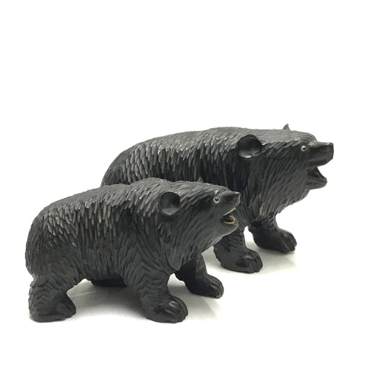 Pair of Ainu Hand Carved Bear Figurines