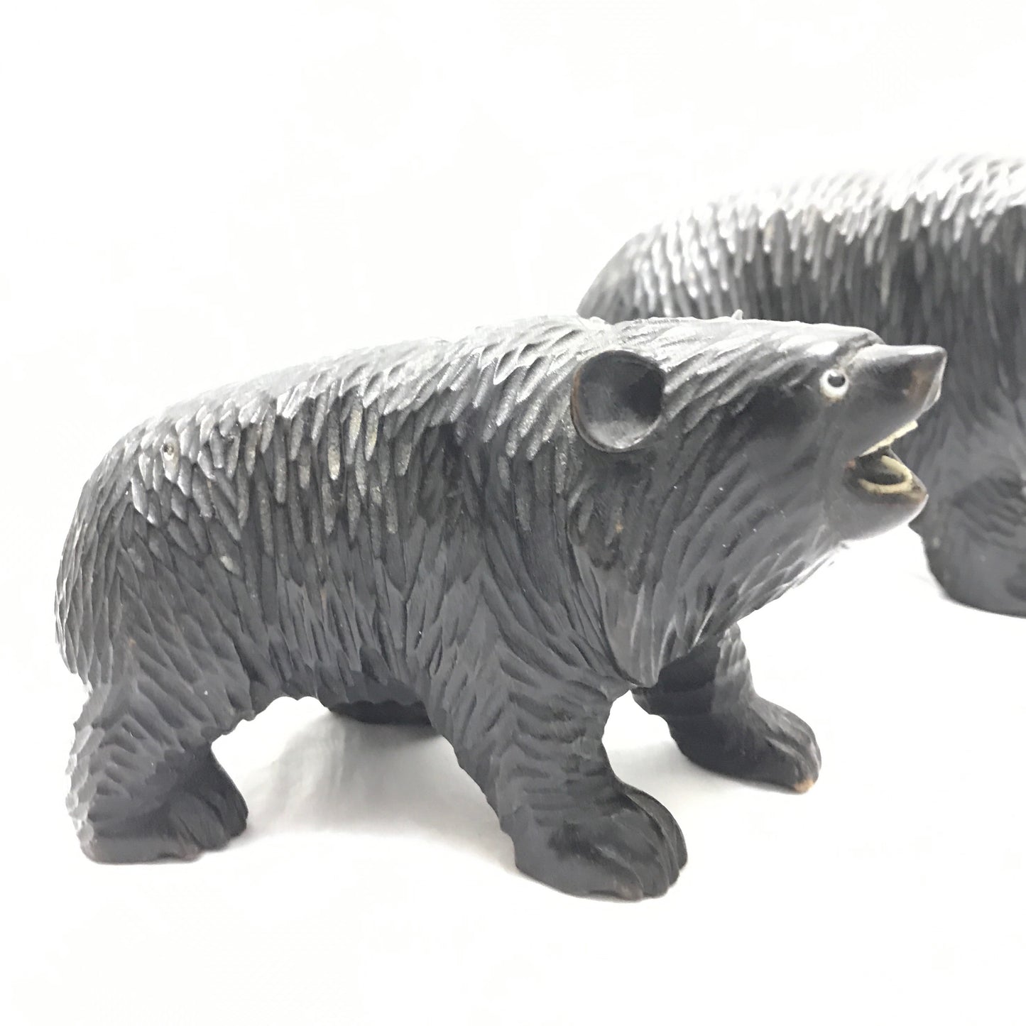 Pair of Ainu Hand Carved Bear Figurines