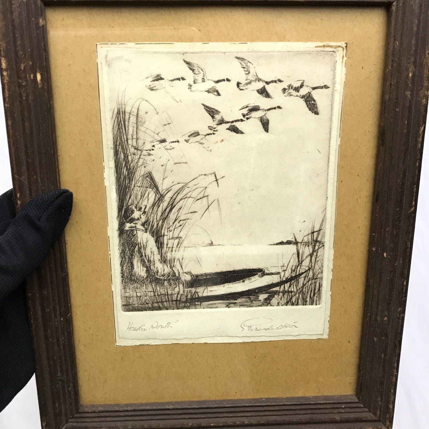 Pair of Signed and Titled Framed Ink Etchings of Ducks and Geese