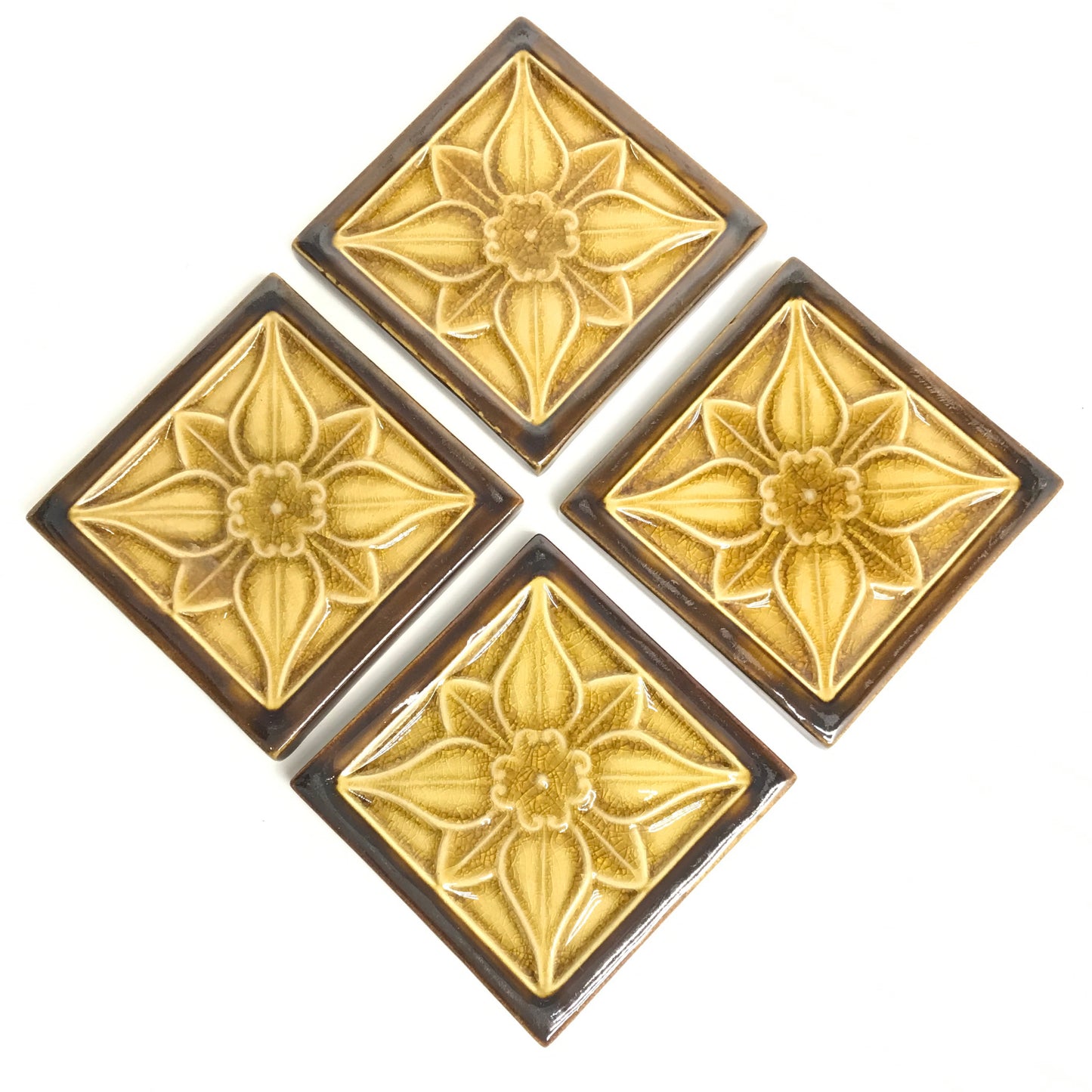 Majolica-Style Coaster Set, Set of 4 Tiles