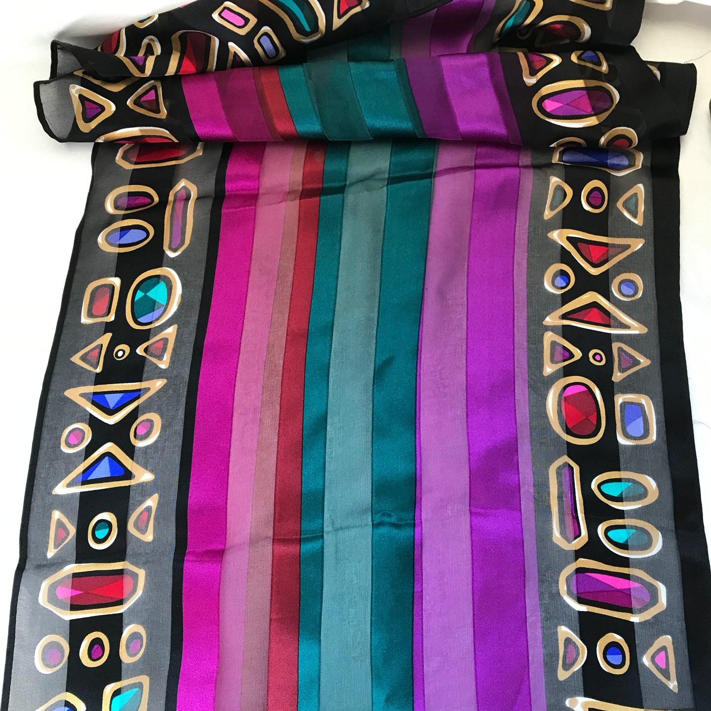 Wearable Art Bob Mackie Jewel Print, Long Silk Scarf