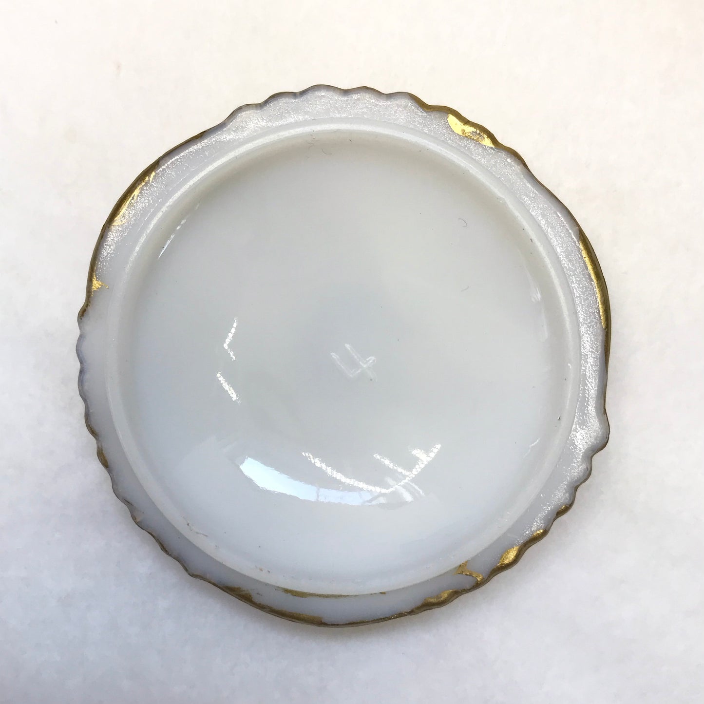 White Glass Souvenir Powder Jar or Trinket Dish, Souvenir of Eganville