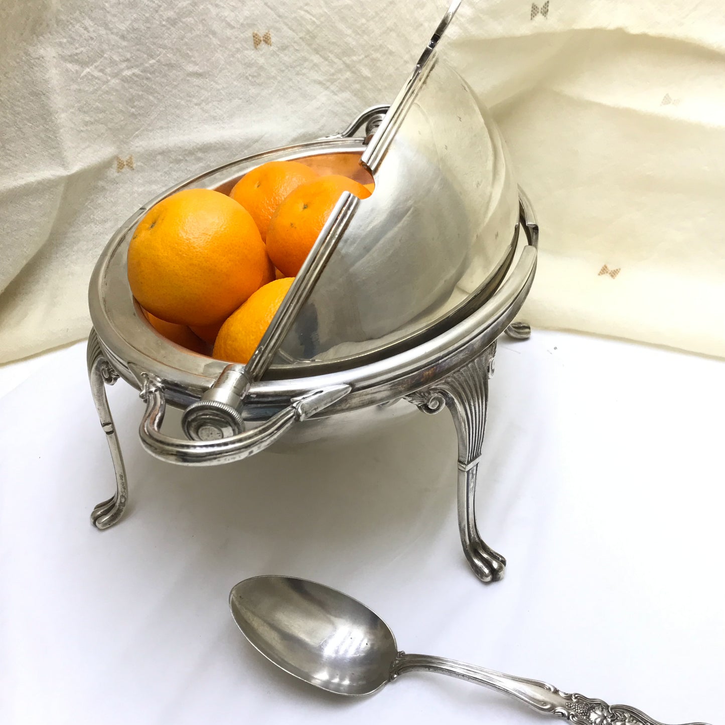 Edwardian Silver Plated Roll Top Domed Serving Dish, HB & H, Missing Liner Plate and Peg for Lifting  Lid