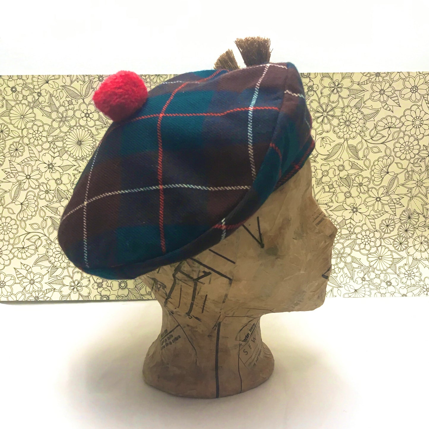 Vintage Plaid Tam, Tartan Hat, Hunting McKinnon, Curling Memorabilia