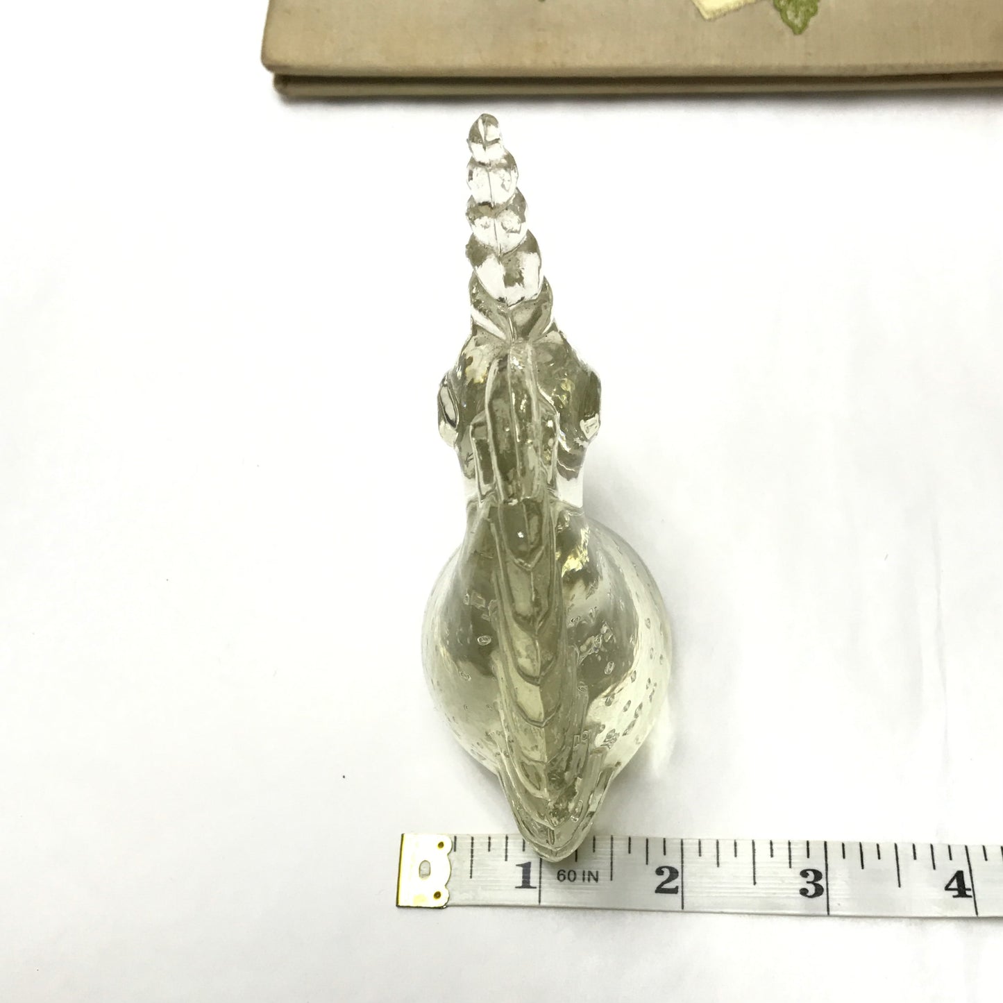 Glass Unicorn Paperweight, Controlled Bubble Glass, Bullicante Murano Stly Art Glass