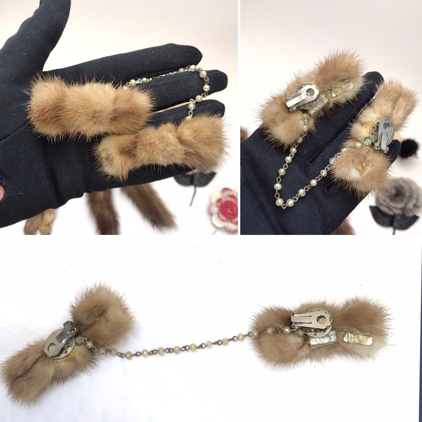 Vintage Furry Jewellery Lot, Pins & Clips, WEAR and TEAR