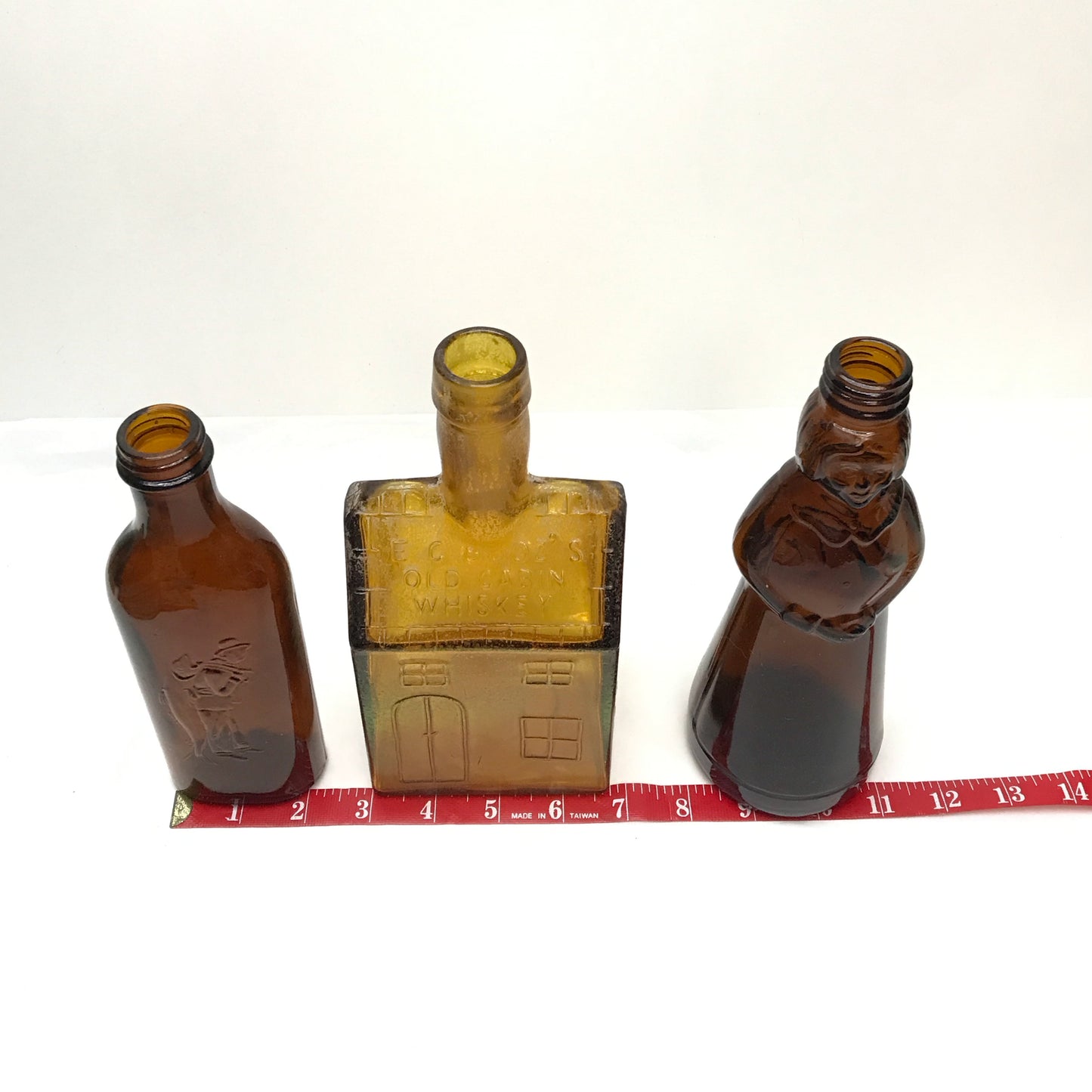 3 Collectible Brown Glass Bottles, Mrs Butterworths, Cod Liver Oil, EG Booz