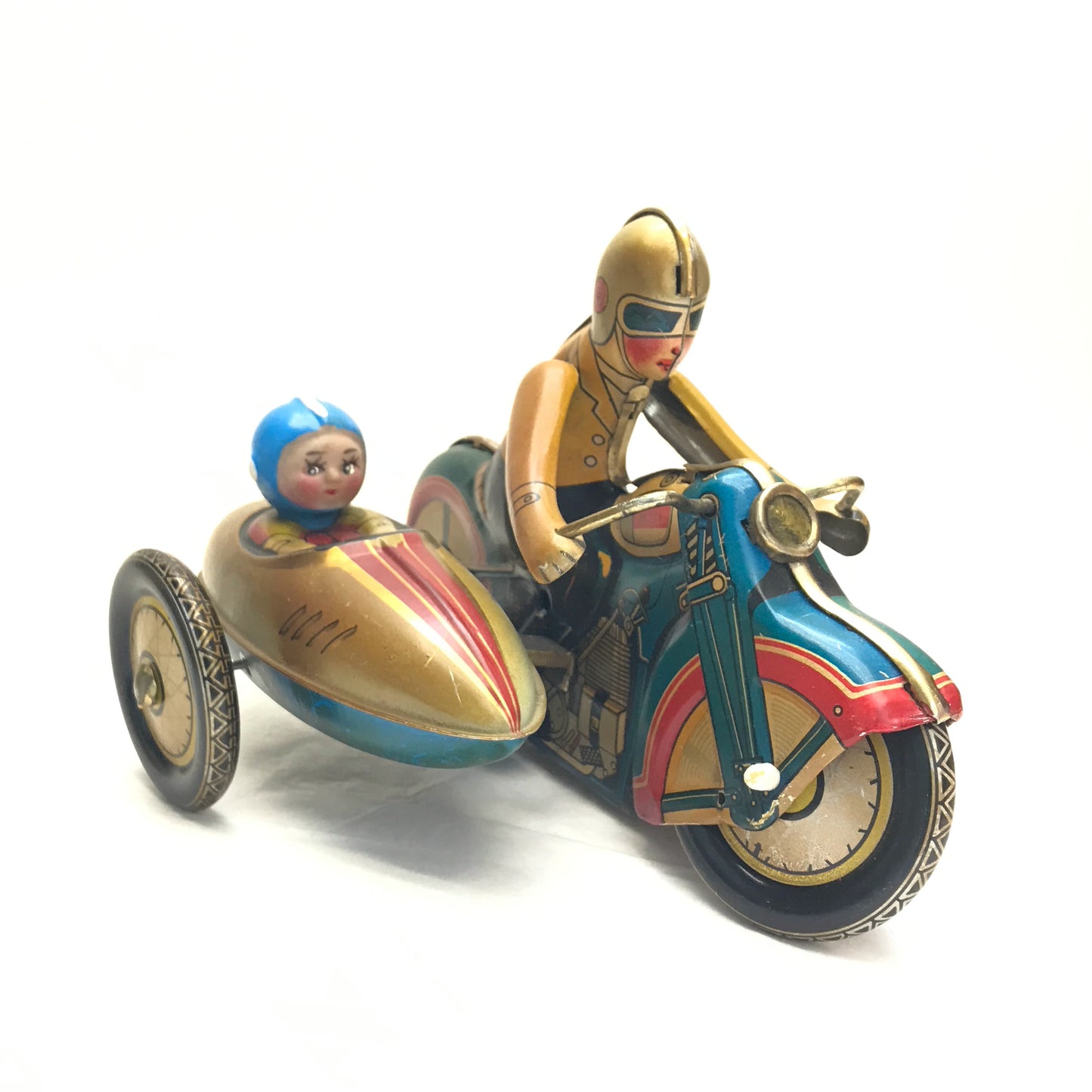 Retro Reproduction Wind Up Motorcycle, Made to Look Distressed