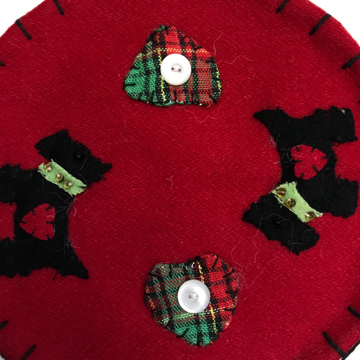 Set of 6 Handmade Scottish Themed Coasters, Scottie Dogs, MOP Buttons