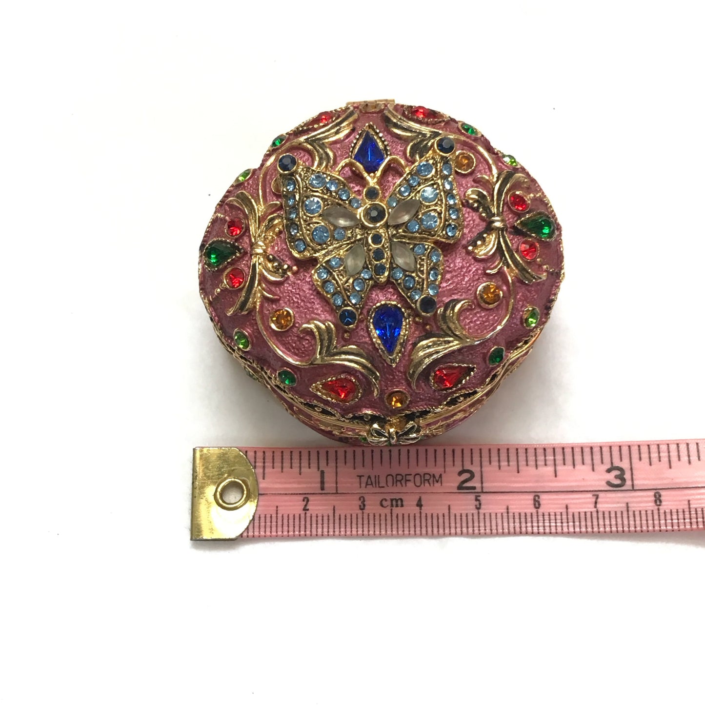 Enamel and Rhinestone Ring or Pill Box