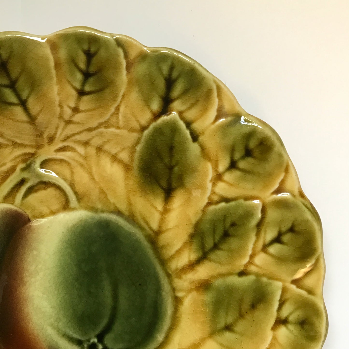 Sarreguimines French Majolica Plate, Apple Pattern