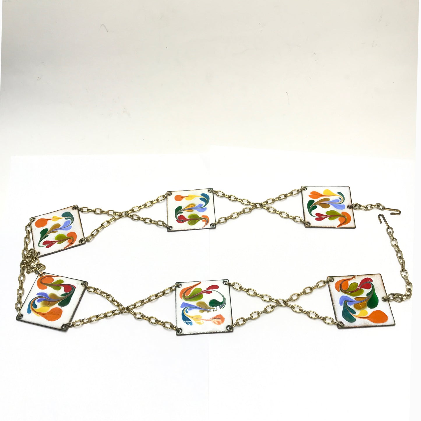 Multicoloured Enamel Panel Chain Belt