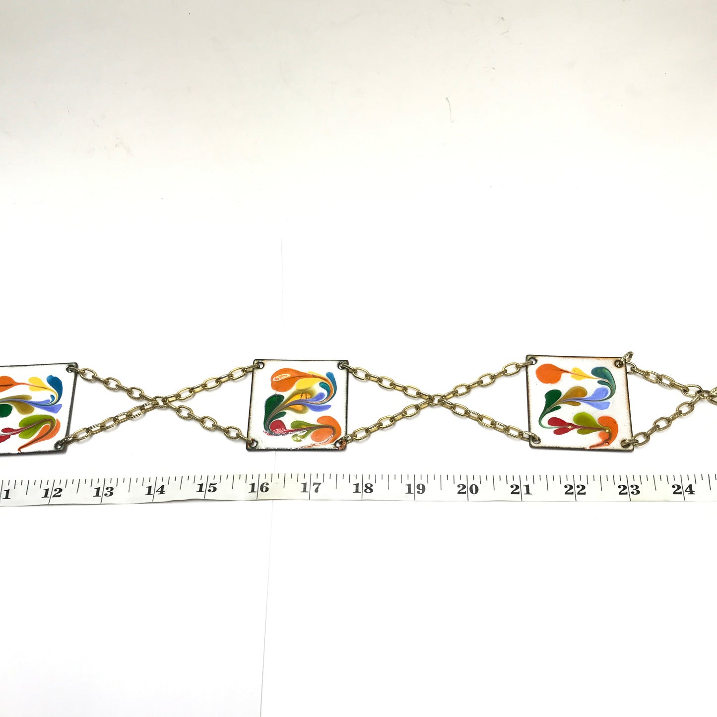 Multicoloured Enamel Panel Chain Belt