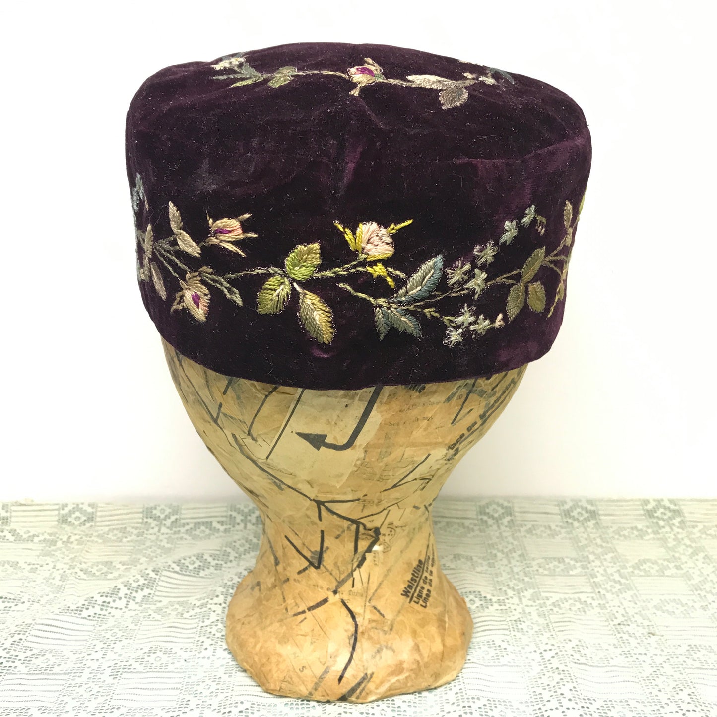 Victorian Smoking Cap with Floral Embroidery, Antique Costuming, Antique Men’s Fashion