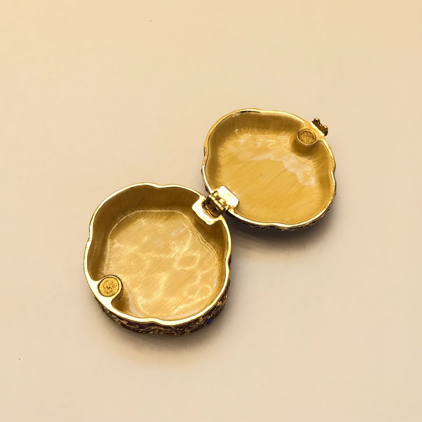 Enamel and Rhinestone Ring or Pill Box