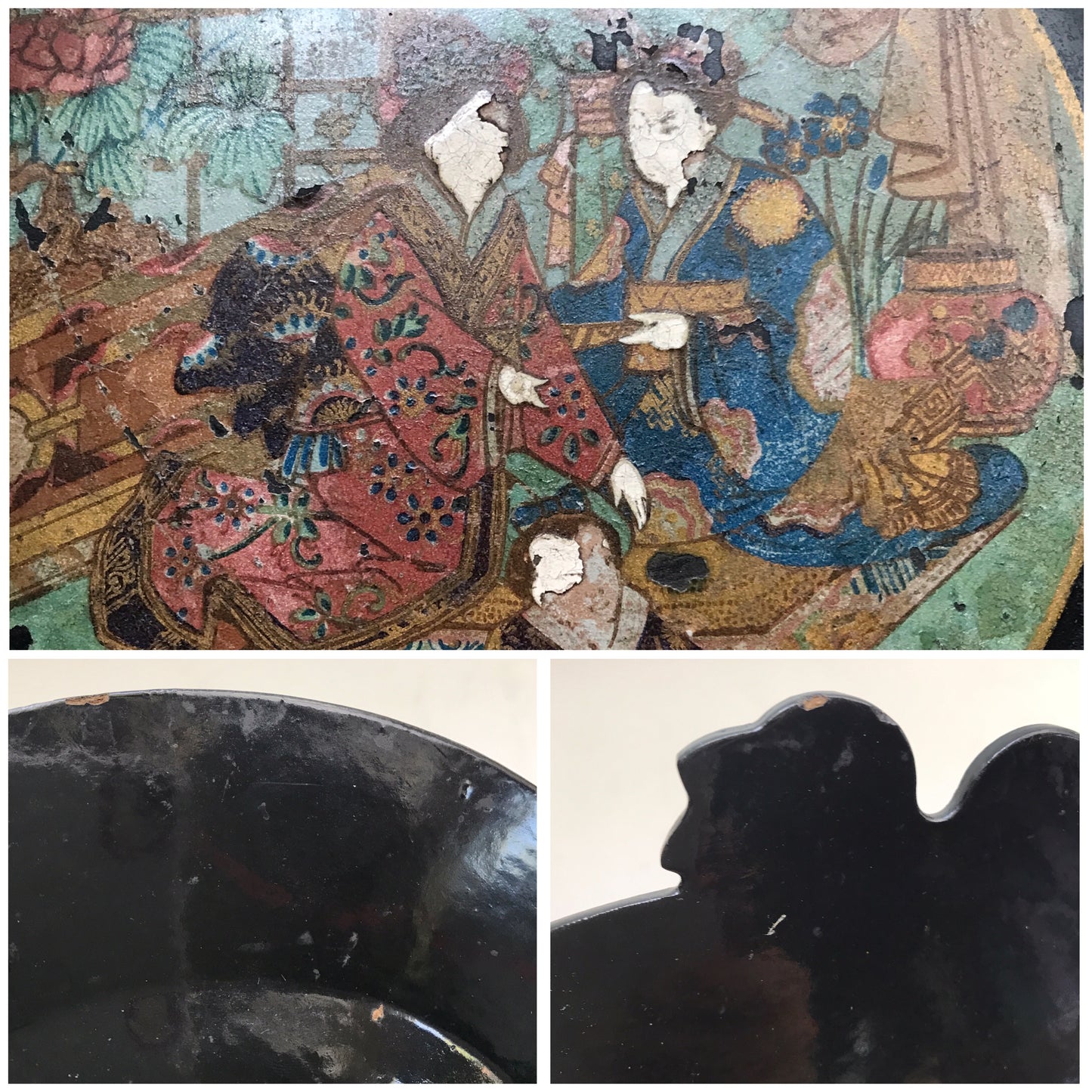 Antique Lacquer Pedestal Plate, Decorative Lacquerware,  Japanese Lacquerware, SIGNS of WEAR