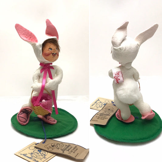 Annalee Easter Figurine, Human in Easter Bunny Costume With Tags, Vintage Collectible Dolls, Soft Sculpture