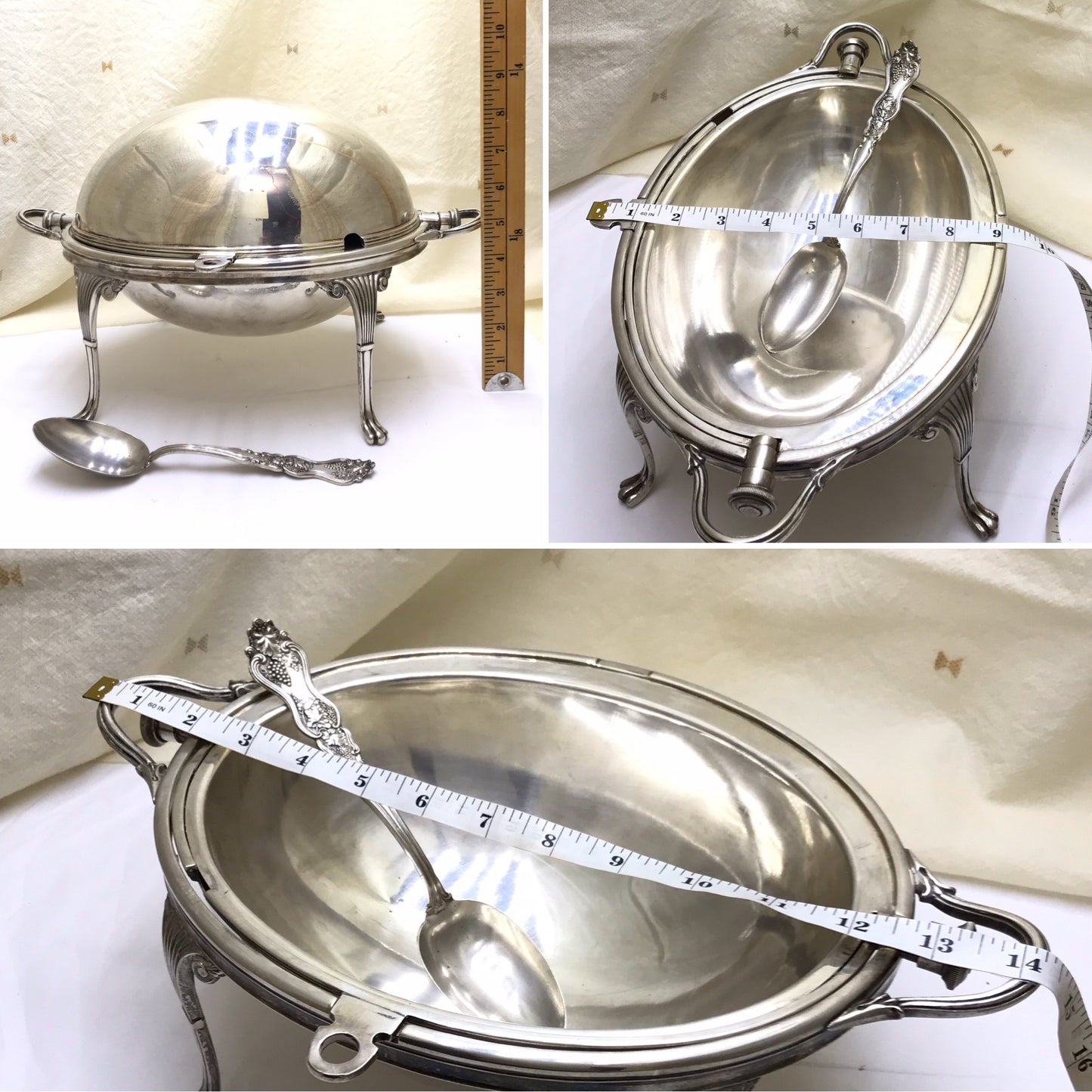 Edwardian Silver Plated Roll Top Domed Serving Dish, HB & H, Missing Liner Plate and Peg for Lifting  Lid