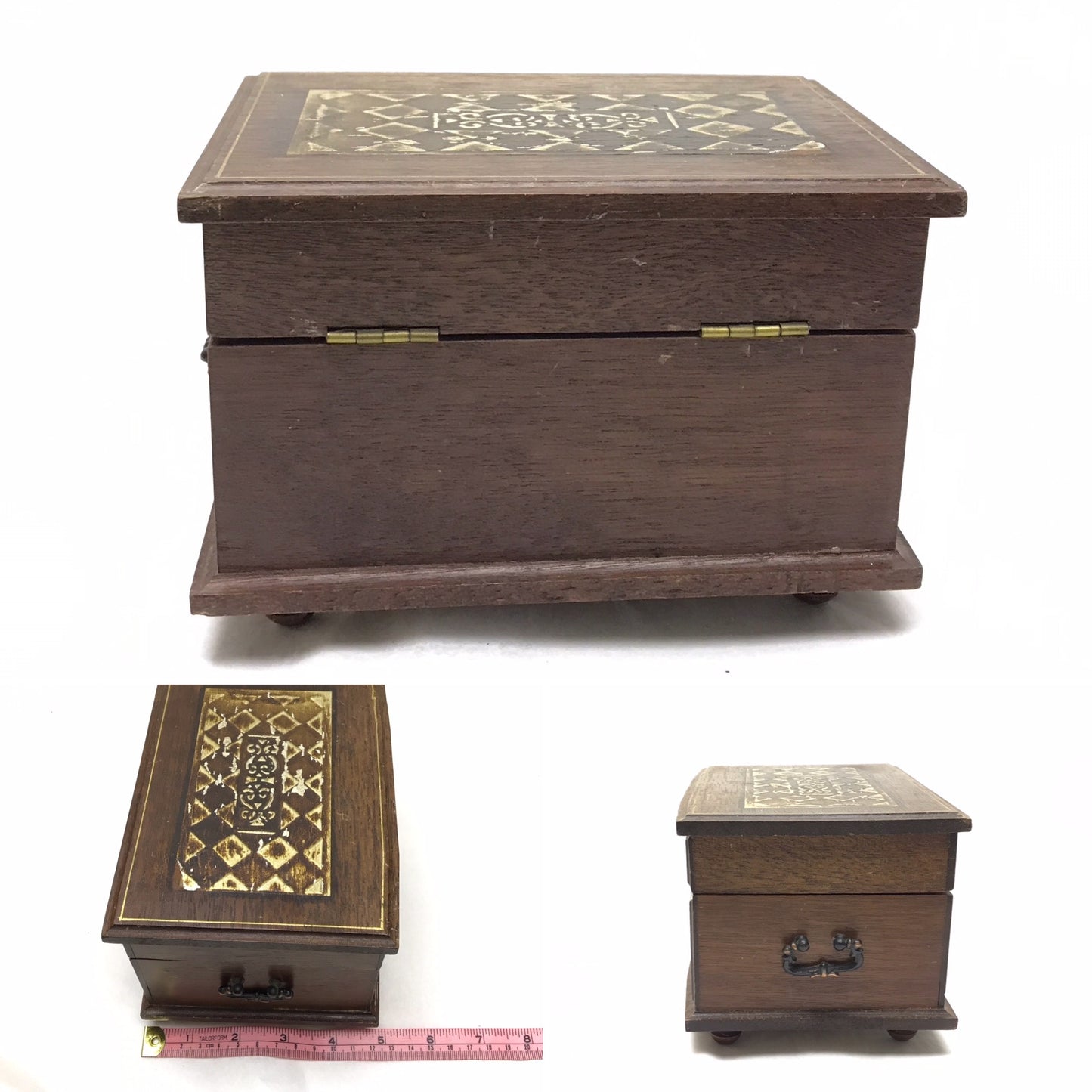 Musical Wooden Jewellery Box, Made in Japan, Refurbished Interior, Plays Theme from “Love Story”