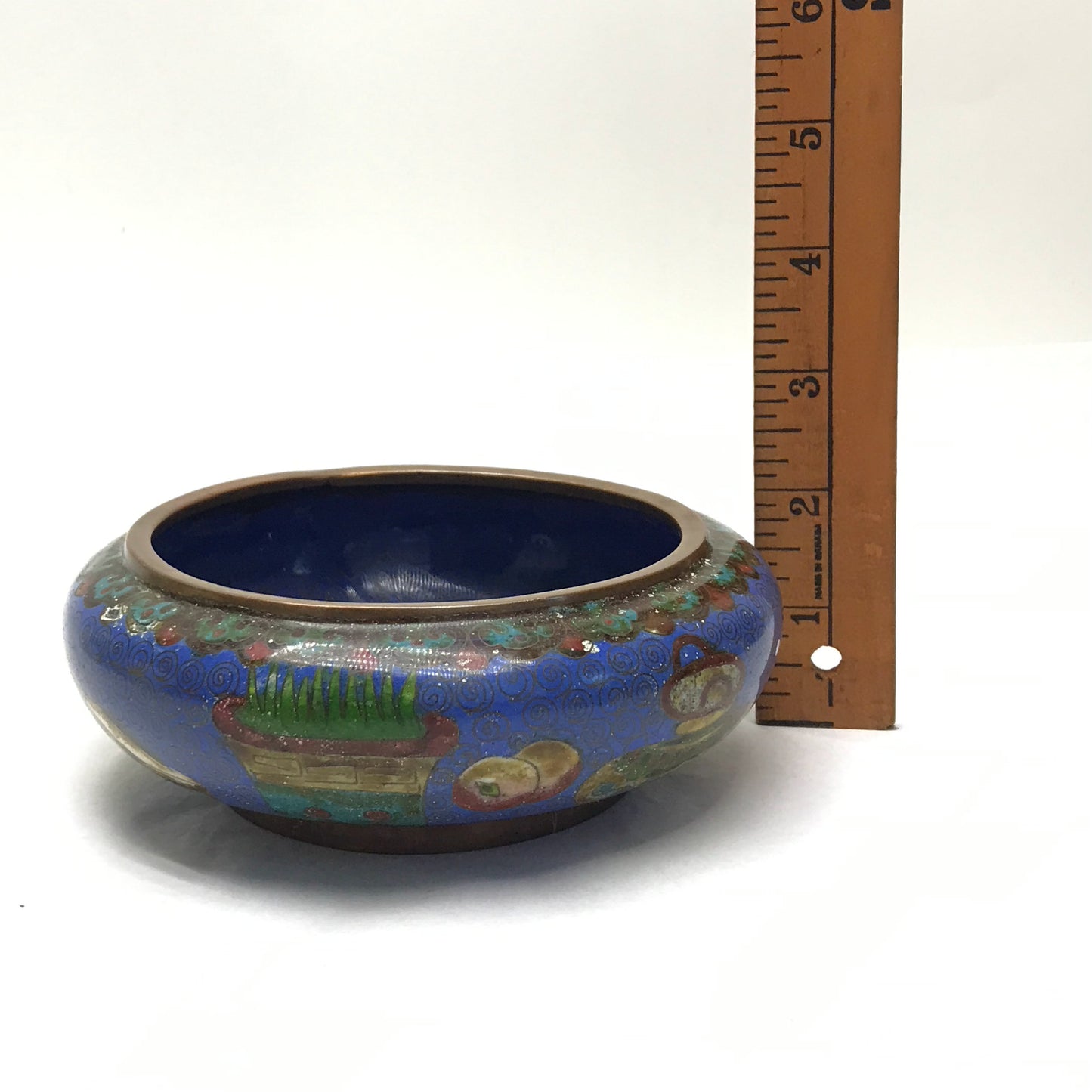 Chinese Cloisonné Trinket Dish, Food Themed, Light Deterioration