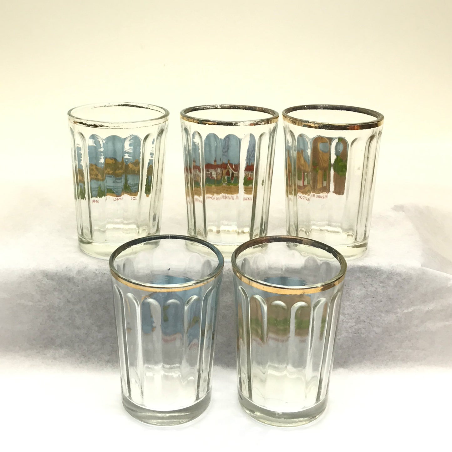 Lot of 5 Vintage Scottish Souvenir Shot Glasses