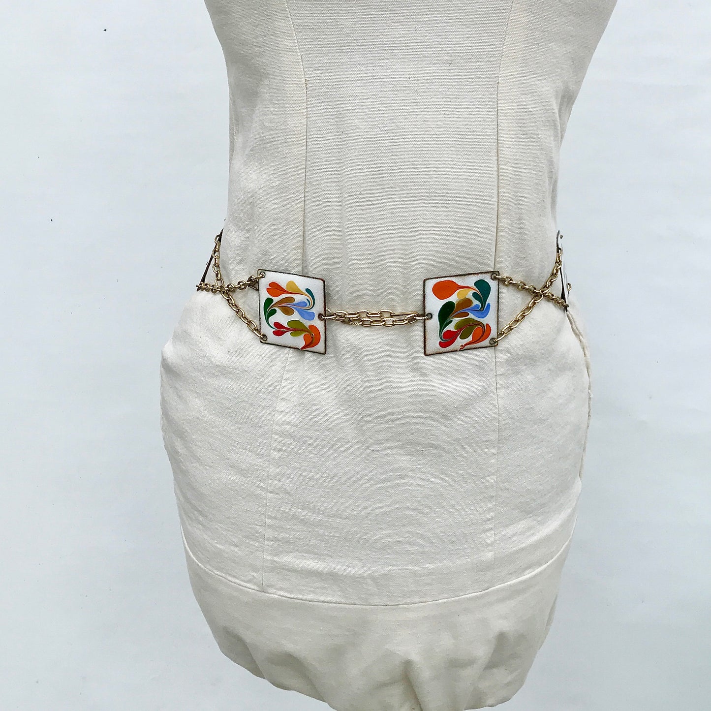 Multicoloured Enamel Panel Chain Belt