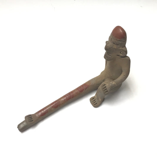 Handmade Clay Pipe, South American Effigy Pipe, Anthropomorphic Ceremonial Smoking Pipe