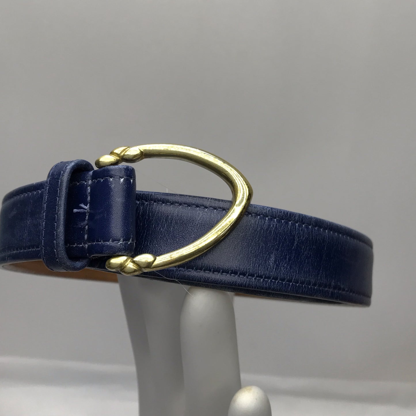 Distressed Blue Leather Coach Belt, Size L