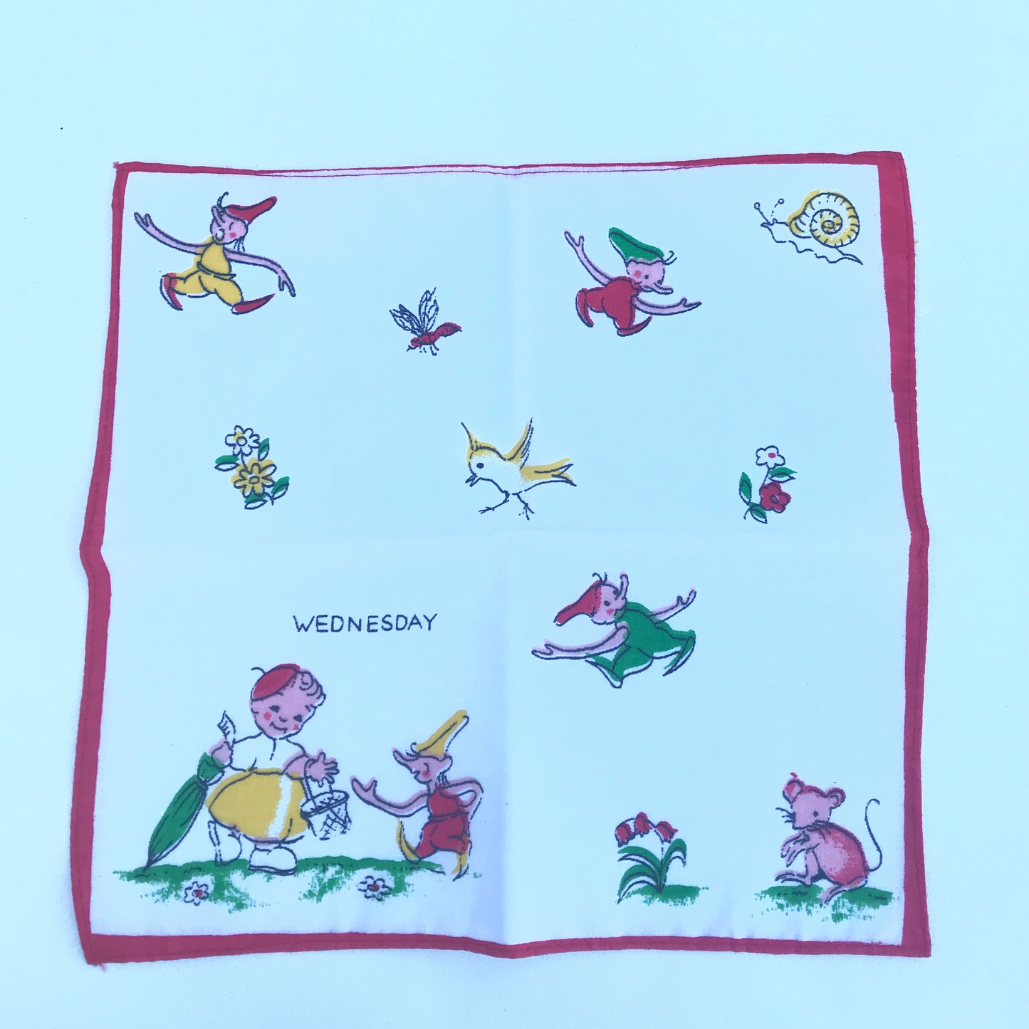 Vintage Children’s Hankies, Days of the Week, Set of 8