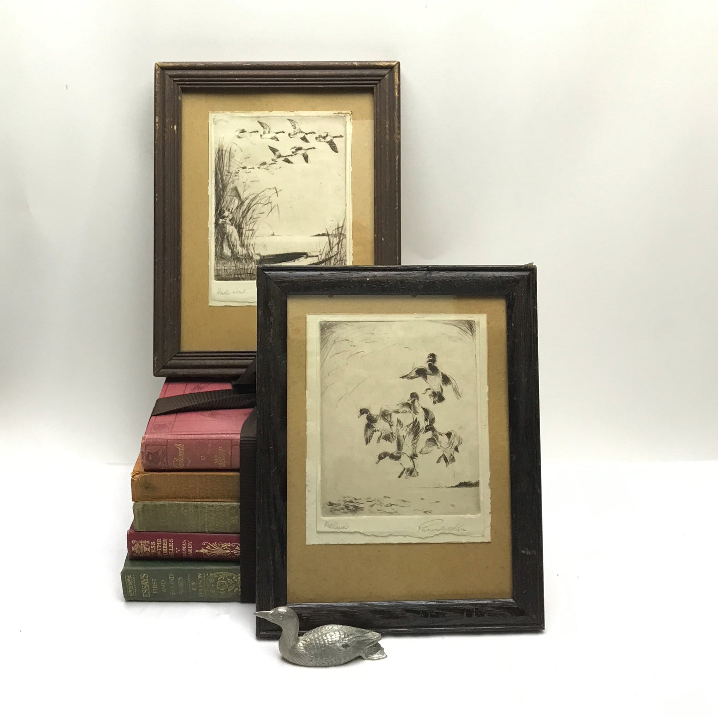 Pair of Signed and Titled Framed Ink Etchings of Ducks and Geese