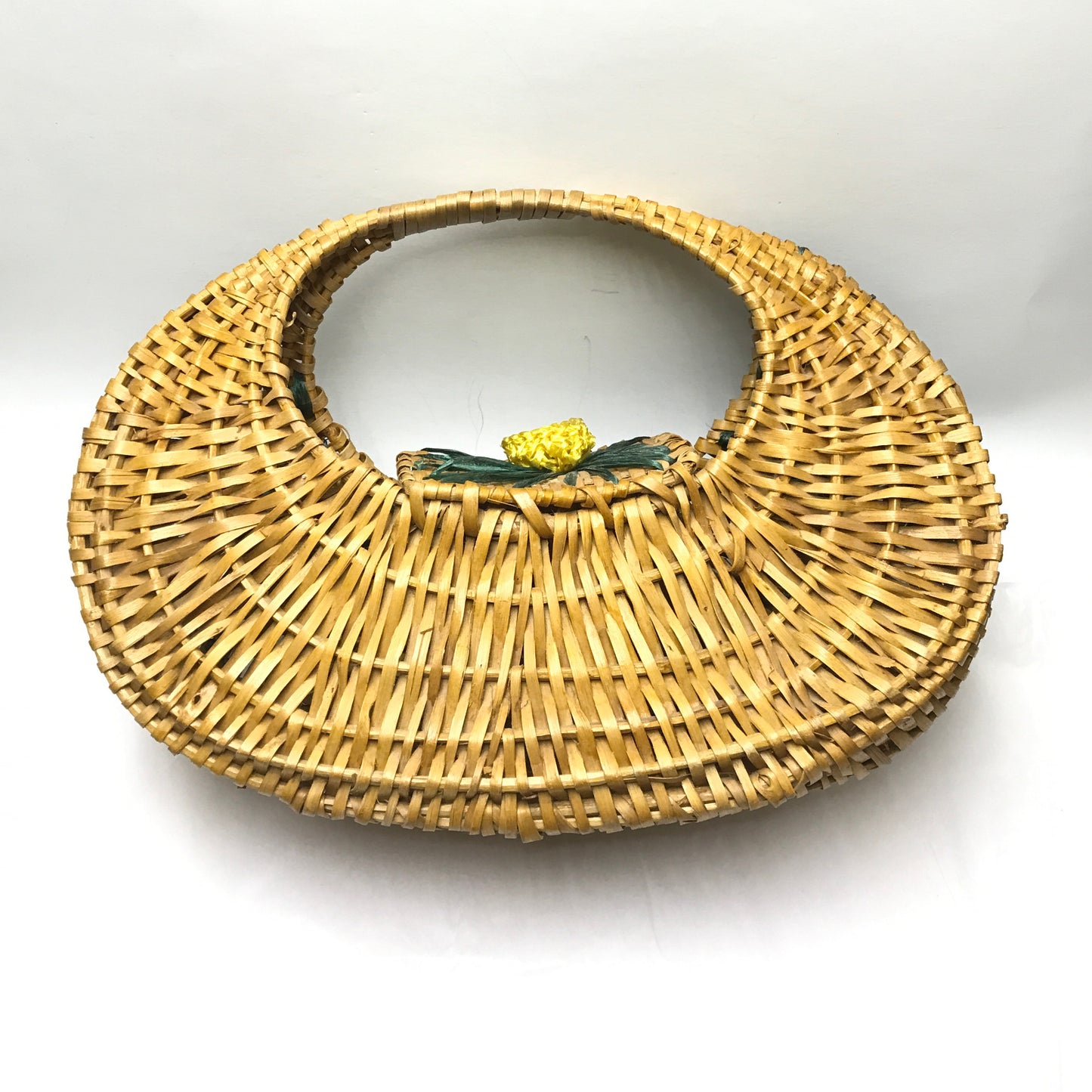 Wicker and Raffia Basket Purse, Gondola Purse, Woven Rattan Bag