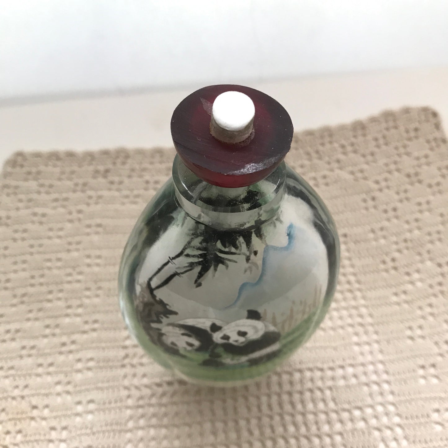 Chinese Reverse Pianted Snuff Bottle featuring Pandas