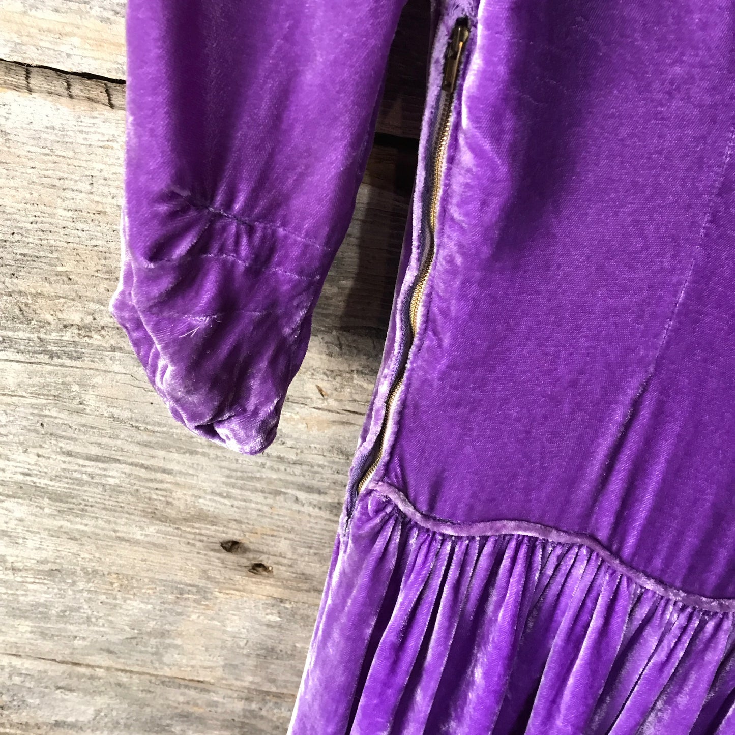 1930s Purple Velvet Dress, Vintage Fashion,  Some FAULTS, Handmade Dress, Extra Small