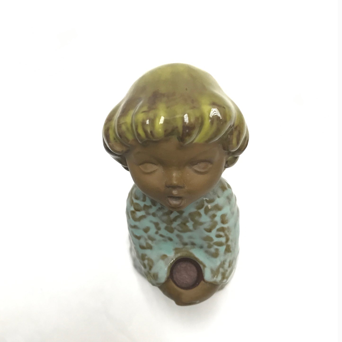 Vintage Goebel Mini Candle Holder Light Teal Cherub, 1966