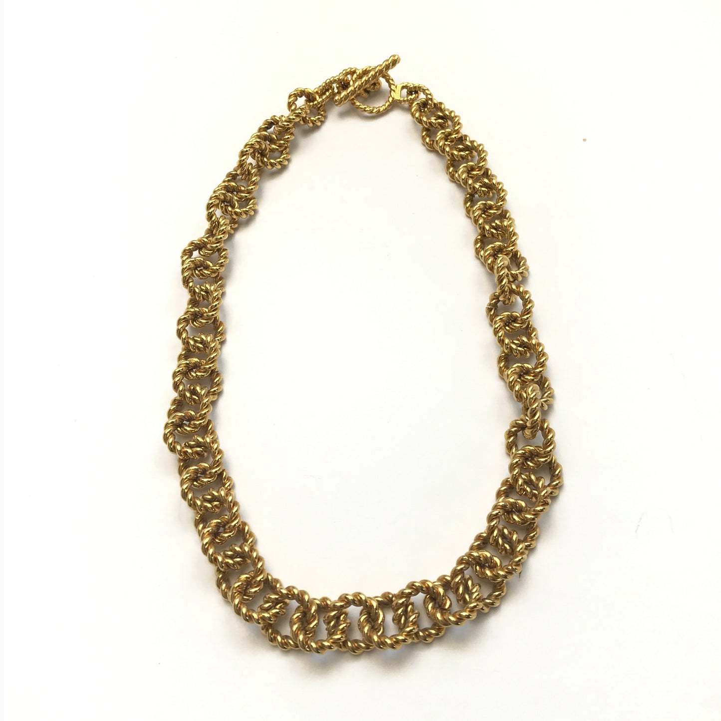 Monet Gold Necklace with Rope Design and Toggle Clasp, Cable Chain,  Vintage & Retro Jewellery