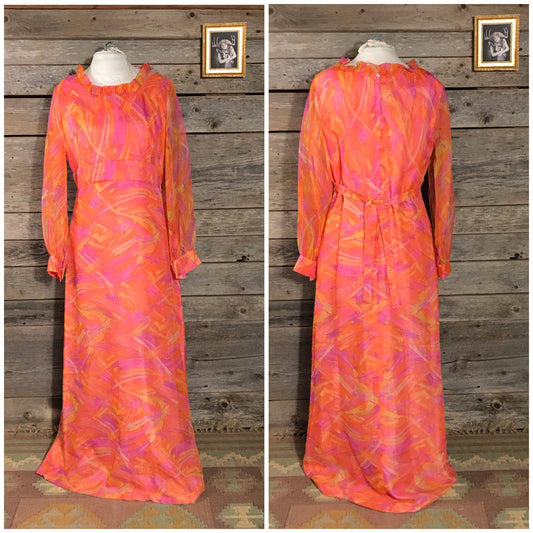 Psychedelic Handmade Maxi Dress, c. 1970s