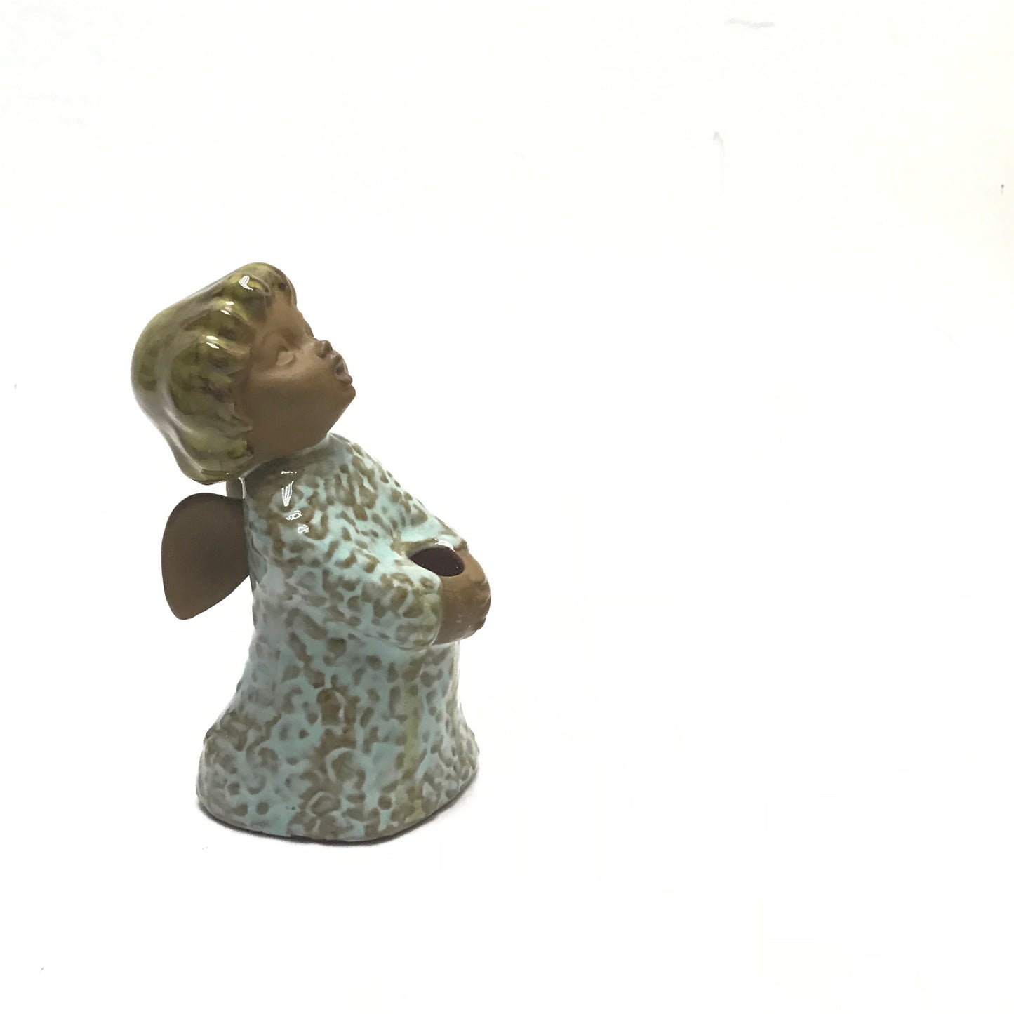 Vintage Goebel Mini Candle Holder Light Teal Cherub, 1966