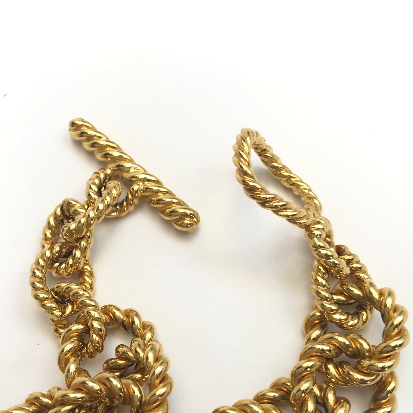 Monet Gold Necklace with Rope Design and Toggle Clasp, Cable Chain,  Vintage & Retro Jewellery