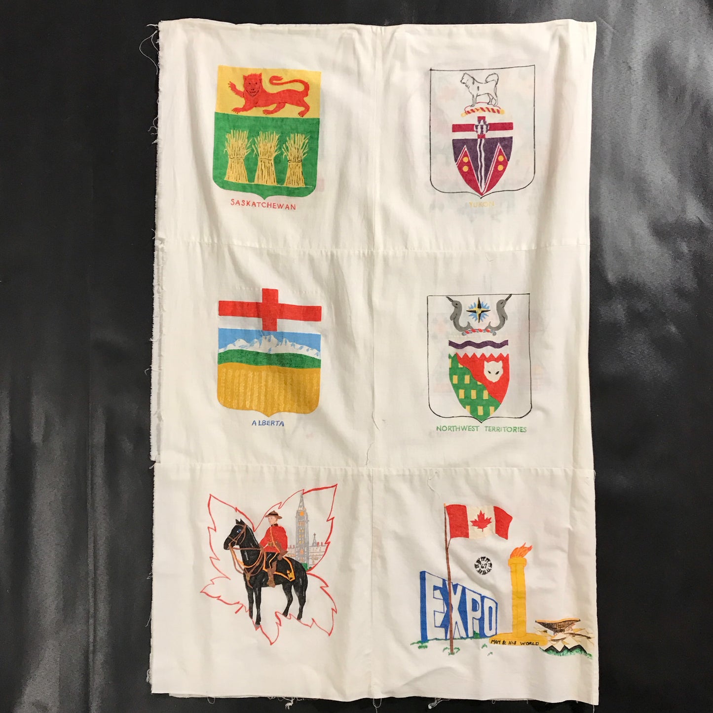 Quilt Topper, Canadian Centennial and Expo 67 Handmade Souvenir